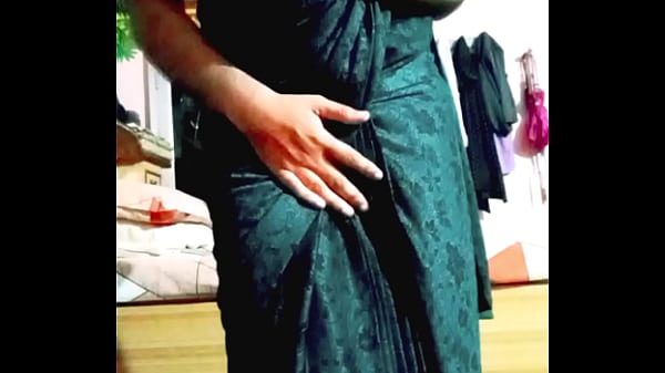 Image Indian Gay Bottom Crossdresser Gaurisissy pressing and playing with her big boobs in Black Saree hard xxx sex