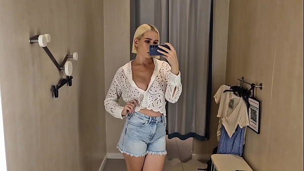 Image Public Store Tease &ndash_ Blonde with Big tits Shopping Without Panties