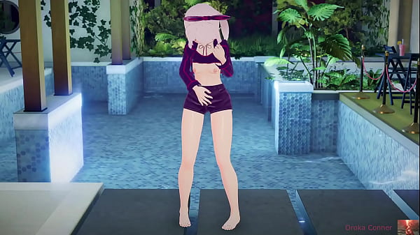 Image White-Haired Beauty Masturbates at Outdoor Pool, Squirts Until the Water Rises