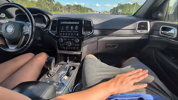 Image messy handjob with huge cumshot while driving
