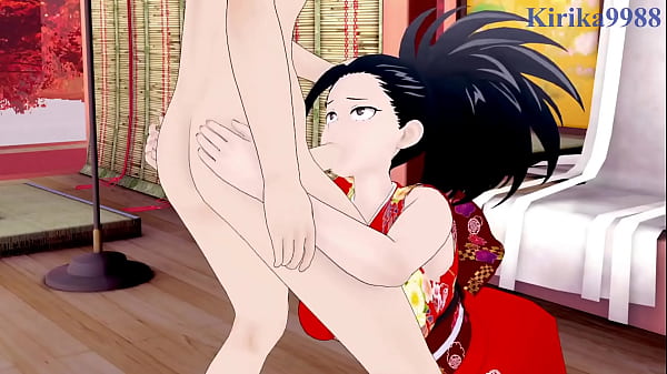Image Tsuyu Asui (Kimono) and Momo Yaoyorozu (Kimono) and Izuku Midoriya intense sex. - My Hero Academia Hentai