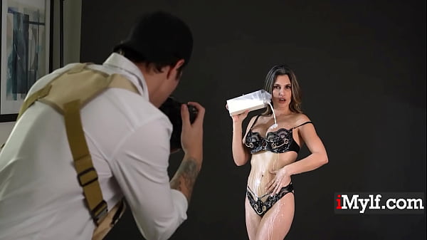 Image Curvy MILF enjoys sensual milk play & passionate doggy style in steamy photoshoot