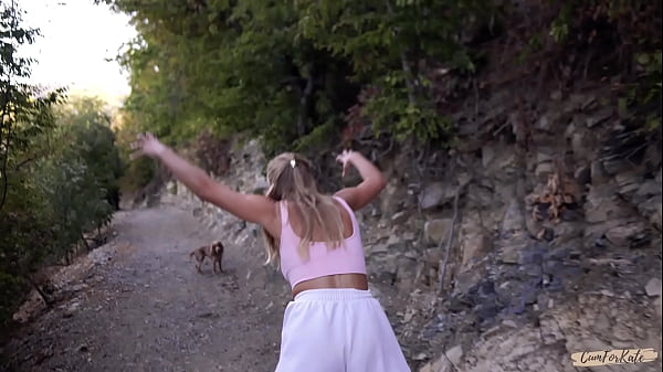 Image Real sex vlog in the forest. She jokes a lot and swallows cum