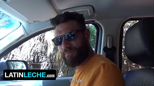 Image Latin Leche - Muscular Amateur Latino With Beard Slobbers And Rides Stranger's Cock Outdoors