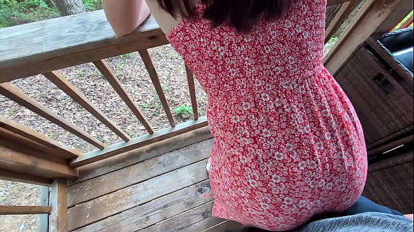 Image redhead slut grinds on cock outdoors