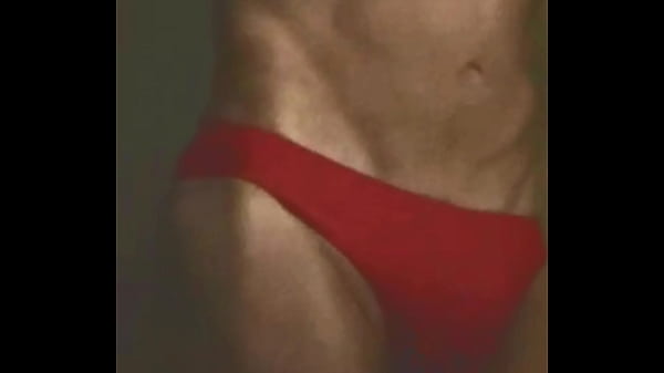 Image Stretching on Stool in Red Briefs - v.1 Close View