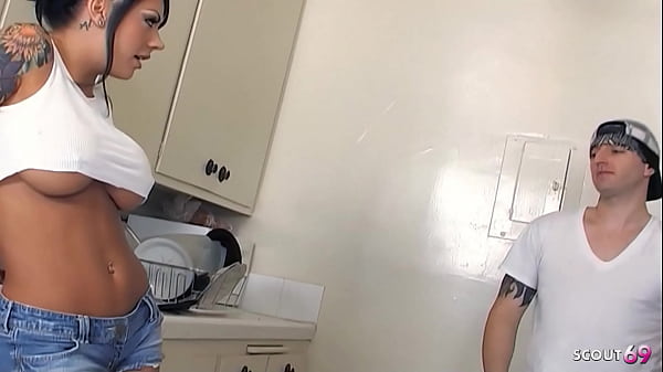 Image Inked Big Boobs tanned Bombshell Mason Moore seduce her Big Dick Co-Worker to Fuck at Break in kitchen