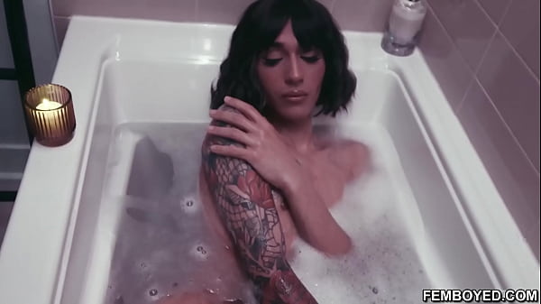 Image Enzo Muller enters the bathroom and hungrily offers to join Dante Snoww in the bath to help the femboy get clean