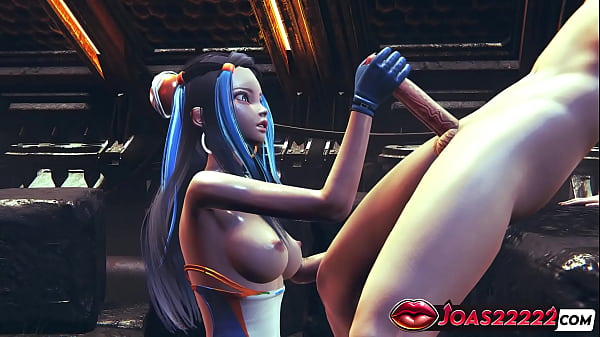 Image Nessa (Pok&eacute_mon) 3D Hentai Animation - Big Tits Girl in Sexy Bodysuit and Blue Latex Gloves Gives Fetish Handjob Service for Big Dick with Massive Cumshot