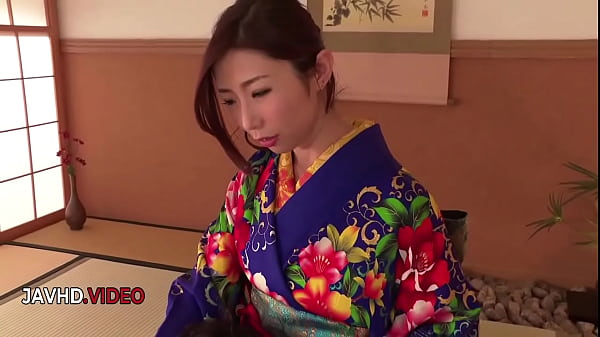 Image Woman in JAV Kimono Gives Intense Japanese Blow Job On Cam