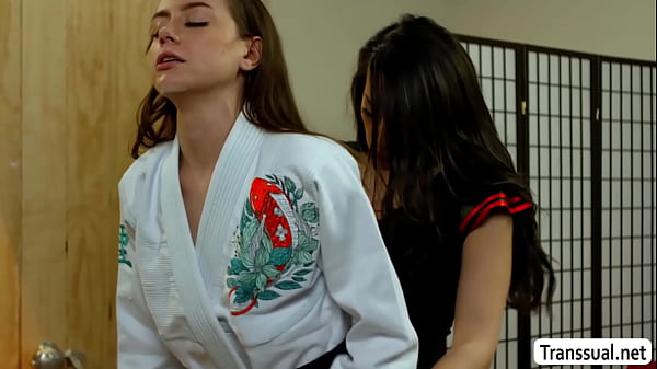 Image TS black belter fucks the pussy of fake Master