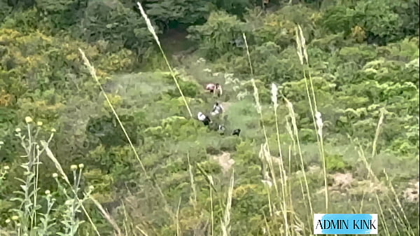 Image BDSM couple caught having rough sex outside
