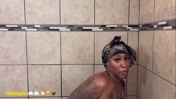 Image Sexy thick Cuban shows off her tattoos, then gets fucked in the shower doggy style!