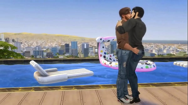 Image Hunky Sims 4 - Hot and steamy gay couple enjoying sweaty sex by the pool and fucking in bed all night