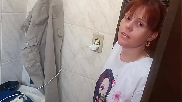 Image Redhead catches her friend masturbating in the shower and decides to help him