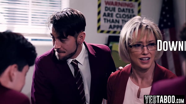 Image Horny students gangbang huge tits BBW mature teacher in classroom