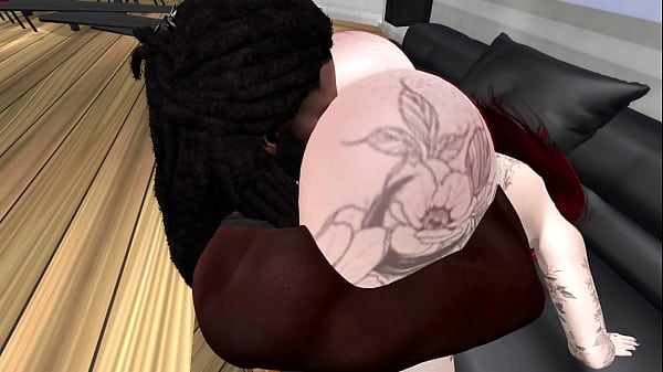 Image Second Life Black man fucks red head white woman on a new couch