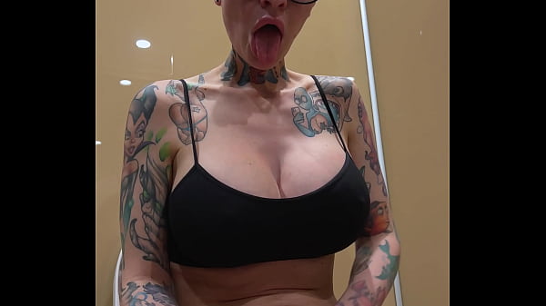 Image Bald girl mastrubates in toilet, watching