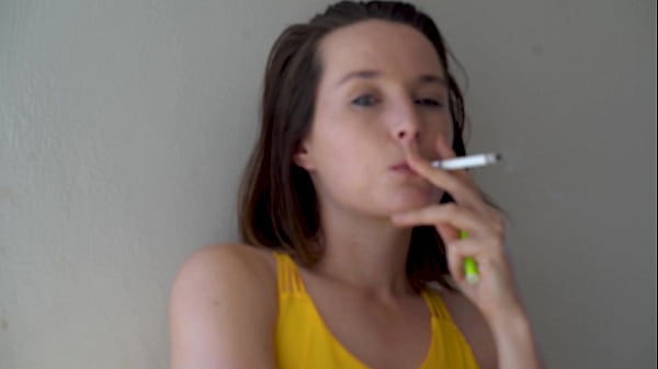Image Sexy Brunette Smoking Outside &ndash_ Two Scenes