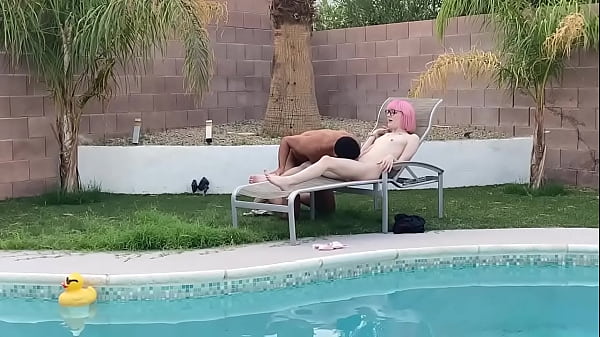 Image Tiny Trans Cutie Claire Gemini Sucks Huge Cock by the Pool