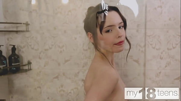 Image MY18TEENS - Petite girl with a perfect skinny body teasing her pussy in the shower