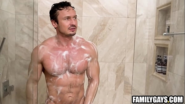 Image Stepdad and stepson shower together