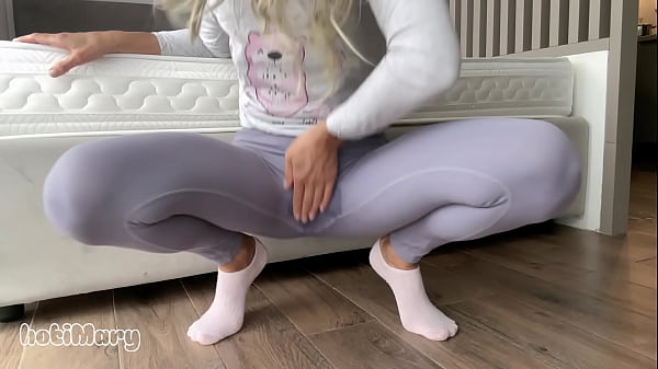 Image tight leggings make this petite asian teen squirt