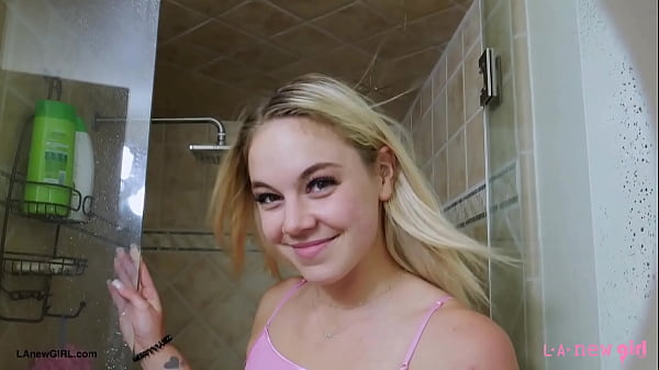 Image Blonde fashion model took a shower