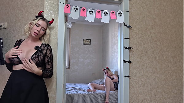 Image Seducing My Twin &ndash_ Wet Pussy Play, Moans & Hard Orgasms. Halloween 2025