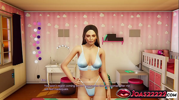 Image Sexy Eva In Blue Lingerie 3D Hentai Animation &ndash_ Big Tits Massage, Hairy Pussy Cunnilingus & Standing Dildo Squirt