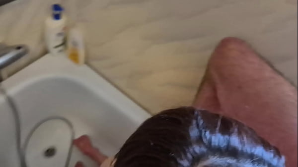 Image Piss cum facial in shower with curious gf and flaccid cock