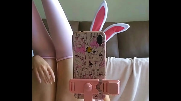 Image naughty student wearing a bunny outfit , tongue out, touching boobs and fingering pussy horny as fuck and kinky as hell for halloween month