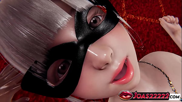 Image 3D Hentai Bad Girl in Black Mask and Latex Panties - Intense Big Dildo Stimulation for Her Tight Pussy with Wet Fingering