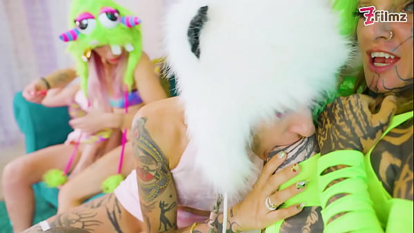 Image Lesbian Orgy - Dildos and Costums - Real Orgasms from Tattoo Girls