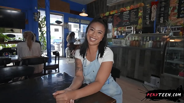 Image Touching a Hot Booty Latina Waitress While She Attends Customers
