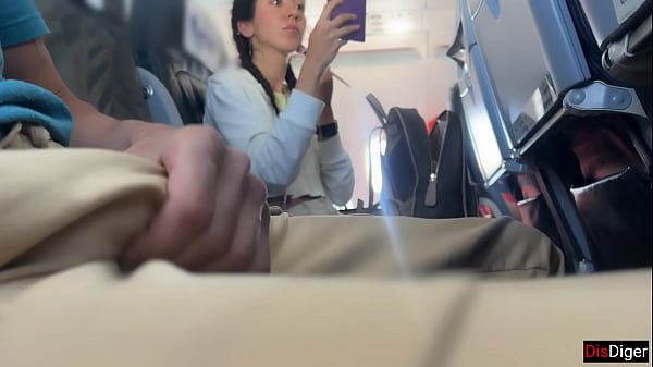 Image Crazy Risky Handjob until Cum in Public Airplane