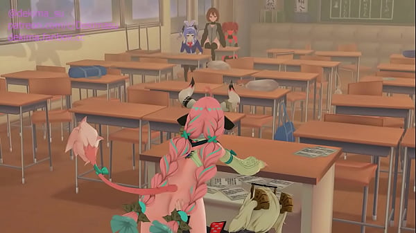 Image Handjob to futanari in class