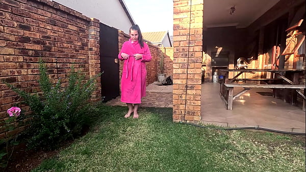 Image Small boobs PAWG releasing a huge pee on a rose bush.