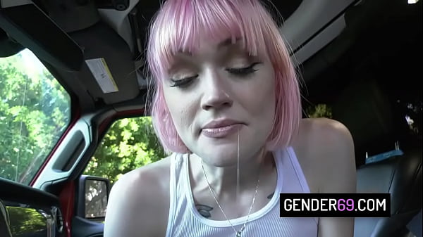 Image Pink hair TS girl Claire Tenebrarum rides on strangers cock