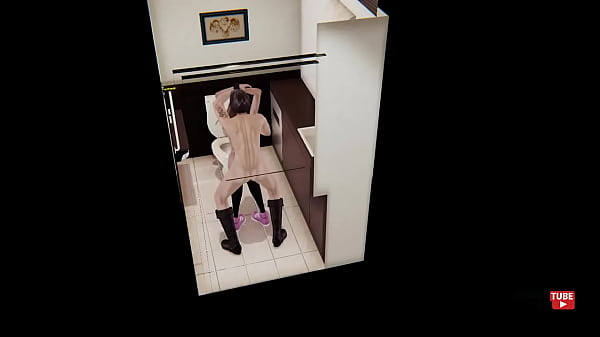 Image Hentai - Sexy girl meets a man with a big cock to fuck in a public restroom