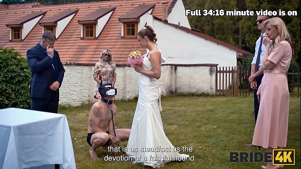 Image BRIDE4K. Sexy bride with natural tits is having a kinky sex with a groom dressed up as a hound