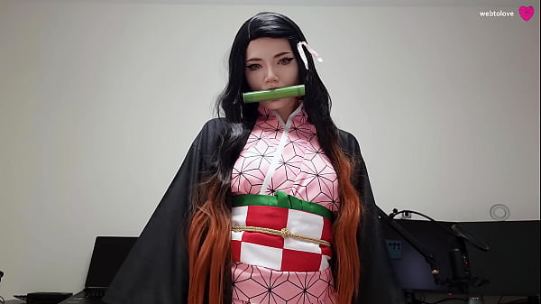 Image Cutie Nezuko Kamado from Demon Slayer has fun with Zenitsu's dick while Muzan is looking for her