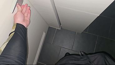 Image Toilet Sneak by PhantomGentX! He Whispers Dirty, Rubs Bulge in Black Nikes & Strokes Hard