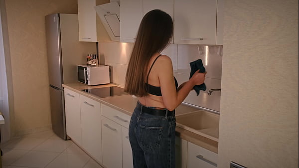 Image Passionate breast sucking in the kitchen. I can't get enough of his mouth on my tits