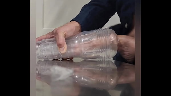 Image Stroking curved BWC and cumming in clear fleshlight