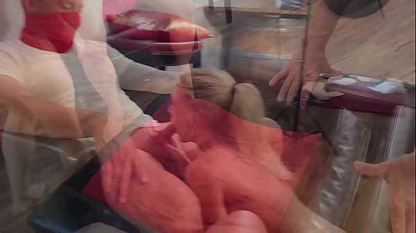 Image Blonde Bimbo Has First Fluffer Experience For Gangbang