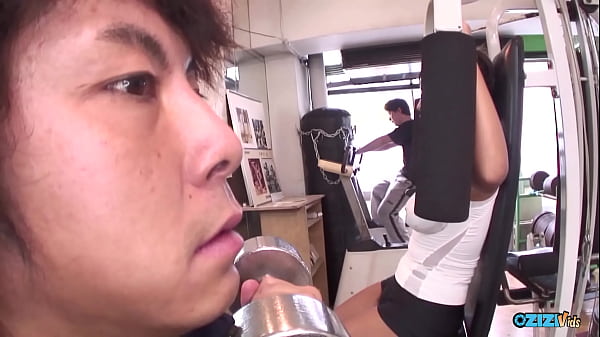 Image At the gym many guys fucked her hairy cunt and massafed her big natural tits