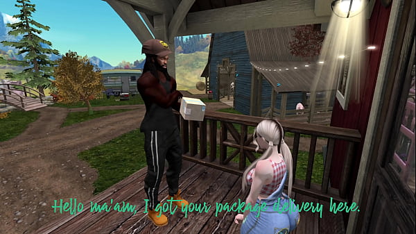 Image Second Life Black man delivering package fucks white woman with her Black man stepbrother