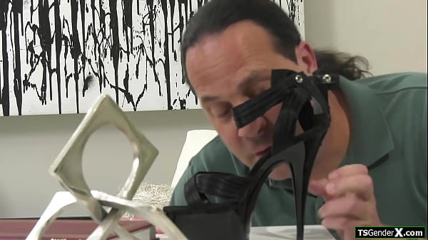 Image Tattooed tranny shrink Lena Moon helps guy with shoe fetish