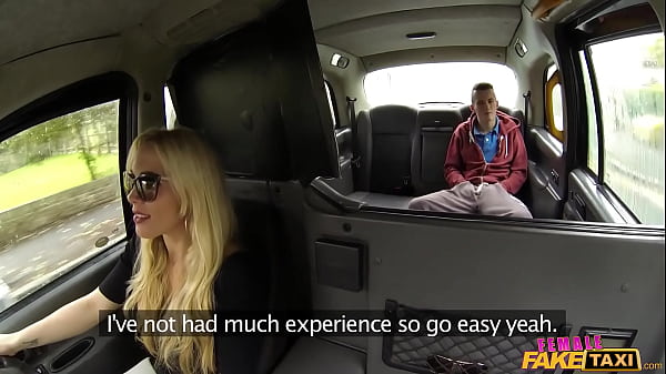Image Bossy Blonde MILF dominates a skinny male student and he cums on her ass - Female Fake Taxi